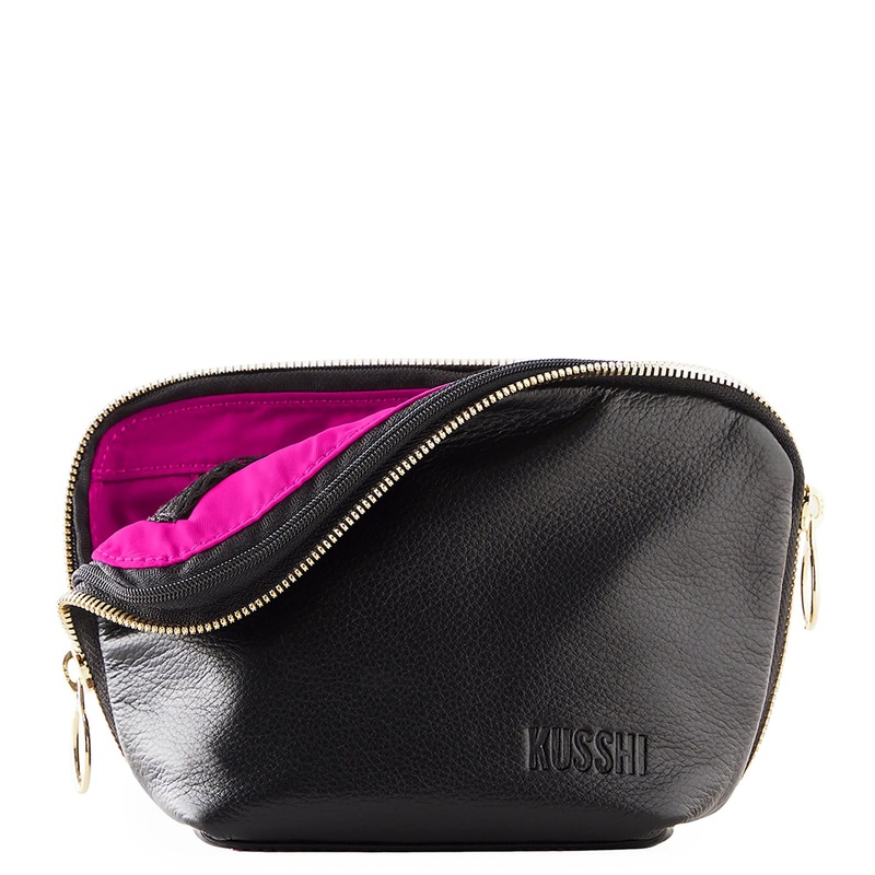 Everyday Leather Bag|Black/ Pink