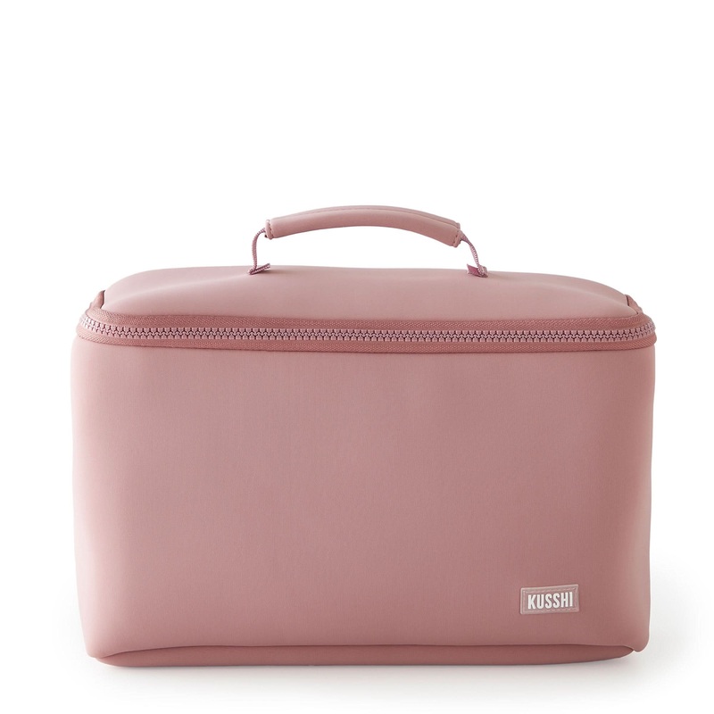 Large Train Case Makeup Bag|Mauve/Stone Interior