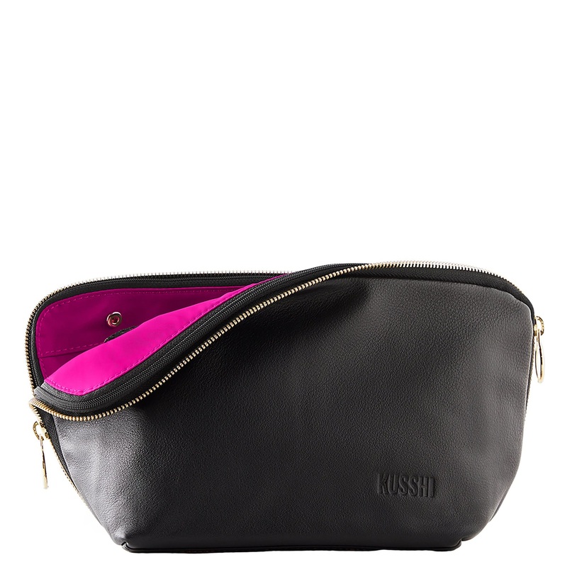 Signature Leather Bag|Black/ Pink