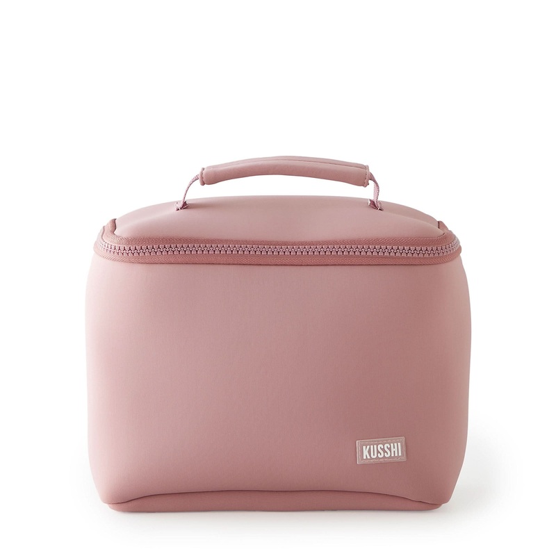 Small Train Case Makeup Bag|Mauve/Stone Interior