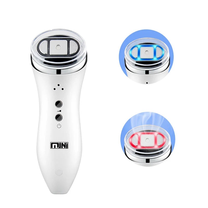 Mini HIFU Ultrasound Vibration Face Skin Tightening Machine Portable RF Face Lifting Device Anti-aging Facial Toning Device