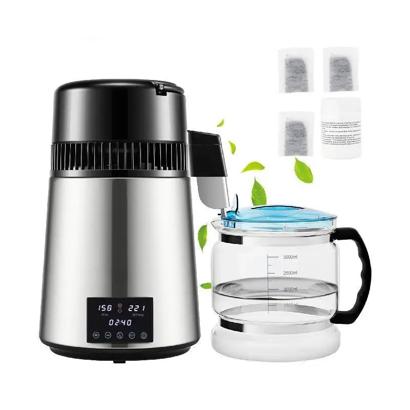 4L Water Distiller Purifier Filter 1.5L/H 1L/H For Drinking Dual Temp Display Stainless Steel Cooler Office Home Use