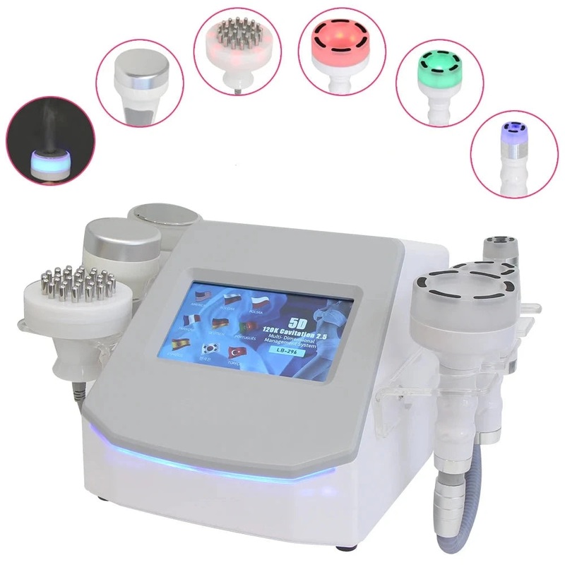 New 6in1 120K Cavitation Slimming Machine 5D RF Ultrasonic Vacuum Weight Loss Body Sculpting Skin Tightening Facial Beauty Device