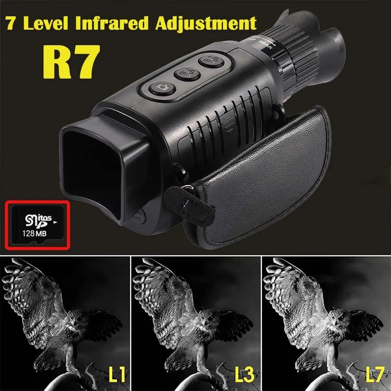 HD Infrared Night Vision Device R7 5X Zoom Digital Monocular Telescope 1080P Outdoor Camera with Day& Night Dual-use for Hunting
