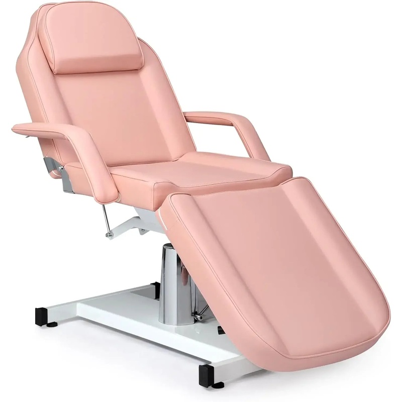 Hydraulic Facial Bed Massage Table, Multi-Purpose 3-Section Tattoo Chair Esthetician Bed, Adjustable Beauty Salon Spa E