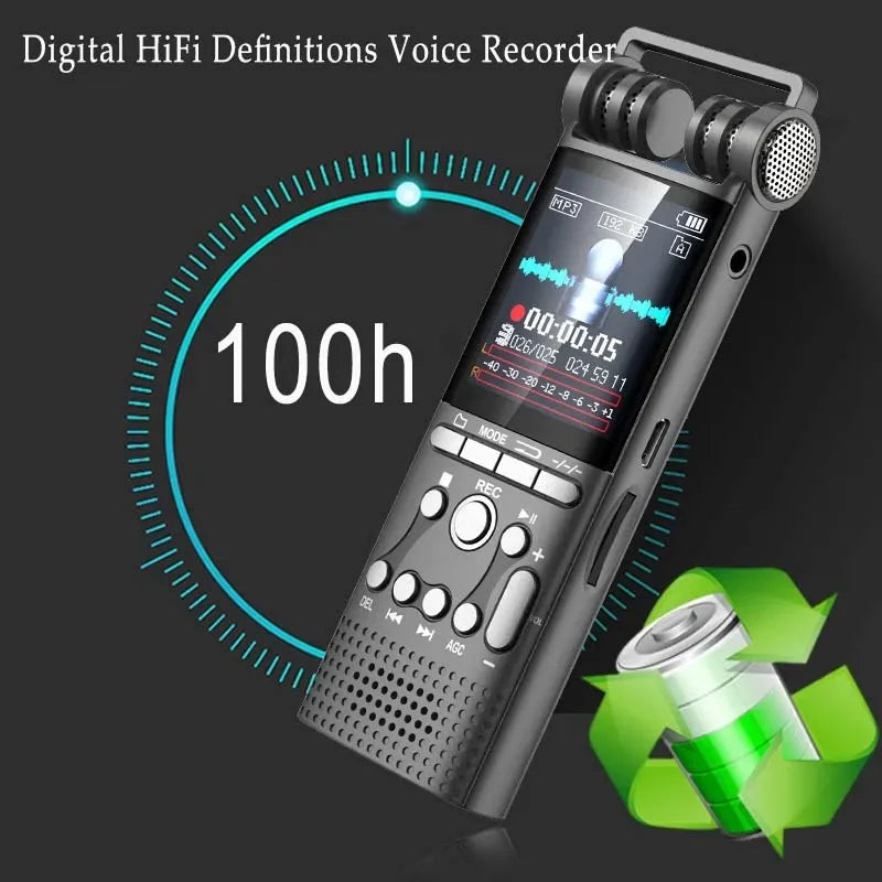 Professional Voice Activated Digital Audio Recorder 8GB/16GB/32GB Usb Non-stop 100hr Recording Pcm 1536kbps External Microphone