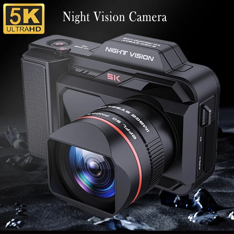 WIFI 5K HD Digital Camera 500M Infrared Night Vision Monocular Telescopes 50X Zoom 52MP Full Color SLR Camcorder for Camping