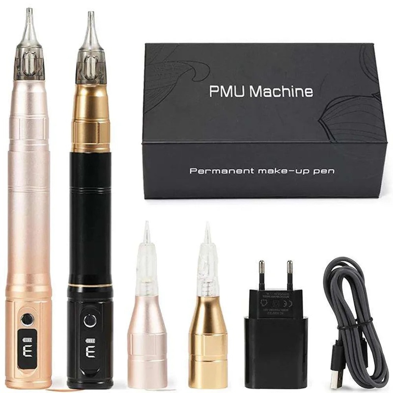 Wireless Double Cell Tattoo Machine Eyebrow Microblading Permanent Makeup Rotary Tattoo Kit Professional PMU Machine forBody Art