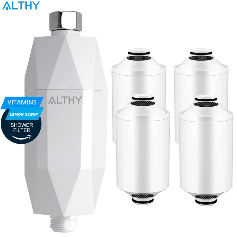 ALTHY Vitamin C Revitalizing Shower Water Filter – Reduces Chlorine Heavy Metal – Improves Dry Itchy Skin, Hair Dandruff, Eczema