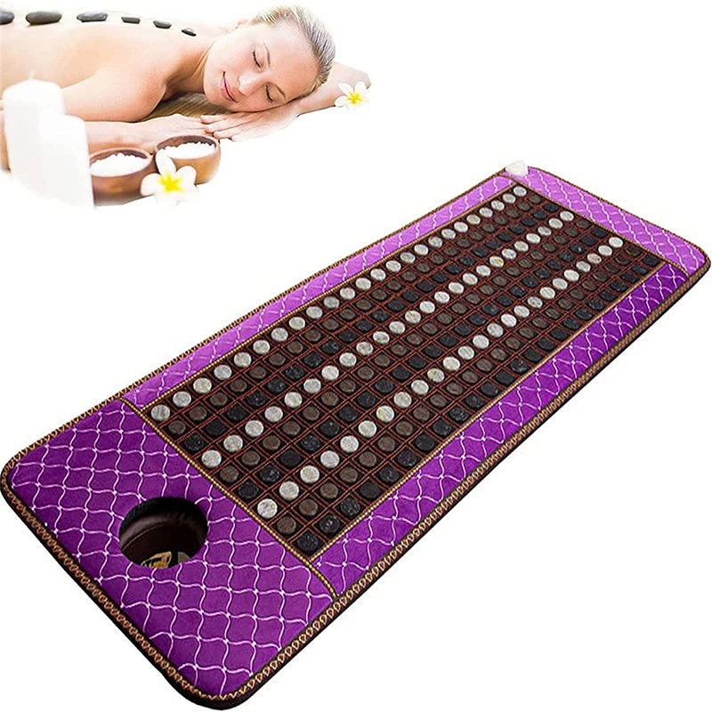 Far Infrared Heating Pad Natural Jade Tourmaline Stone Heating Mat Massage mattress For Pain Relief with Smart Controller Adjustable Temp