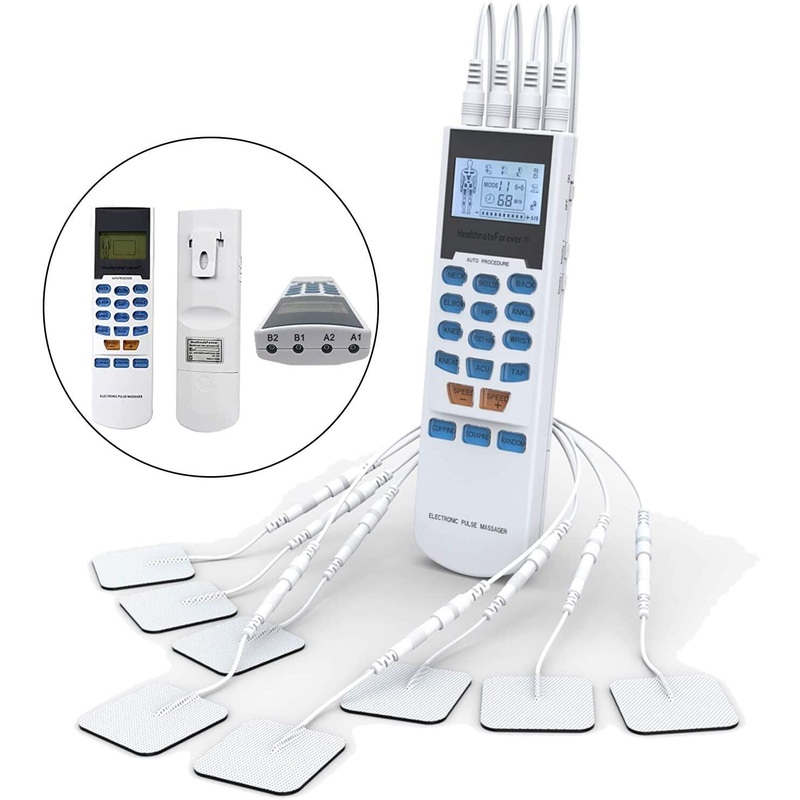 YK15AB TENS unit EMS Muscle Stimulator 4 outputs 15 modes Handheld Electrotherapy device Electronic Pulse Massager for Electrotherapy Pain Management Pain Relief Therapy
