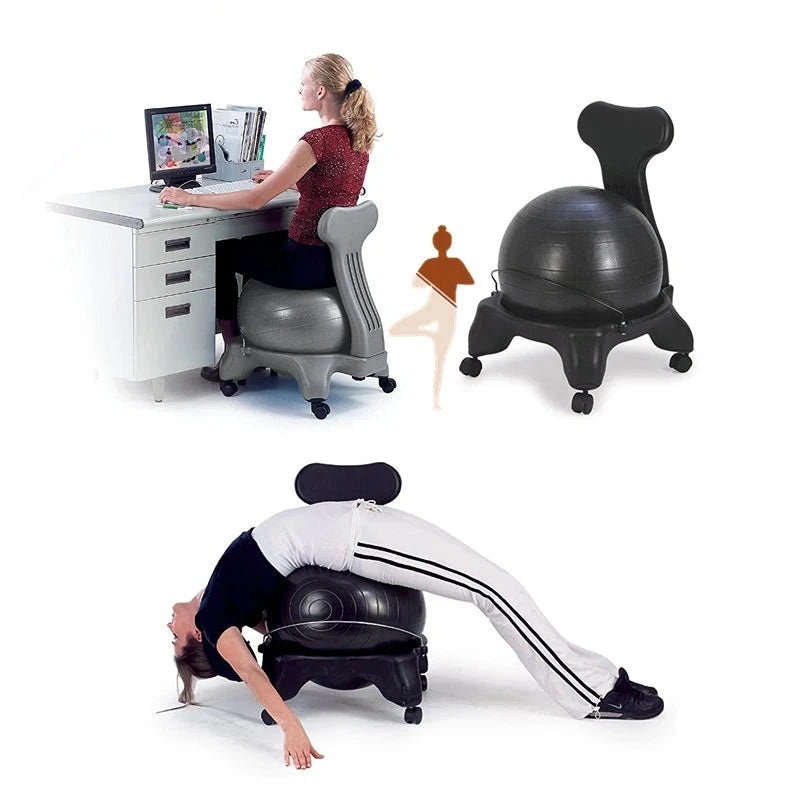 Balance Yoga Ball Chair With Roller, Home Explosion Proof Seat Maternity Fitness Safe Soft Elastic