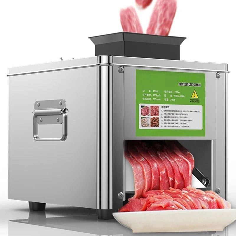 Commercial Electric Meat Slicer Cutter Stainless Steel Automatic Vegetable Cutting Grinder Machine Minced Meat Mincer EU US Plug