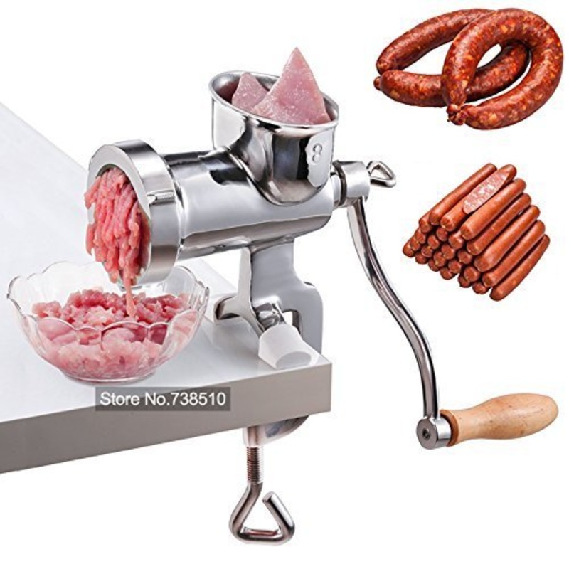 100% High quality 304 stainless steel Manual Meat Grinder Mincer Table Hand Crank Tool for Kitchen,Non-toxic Food-grade stainless steel