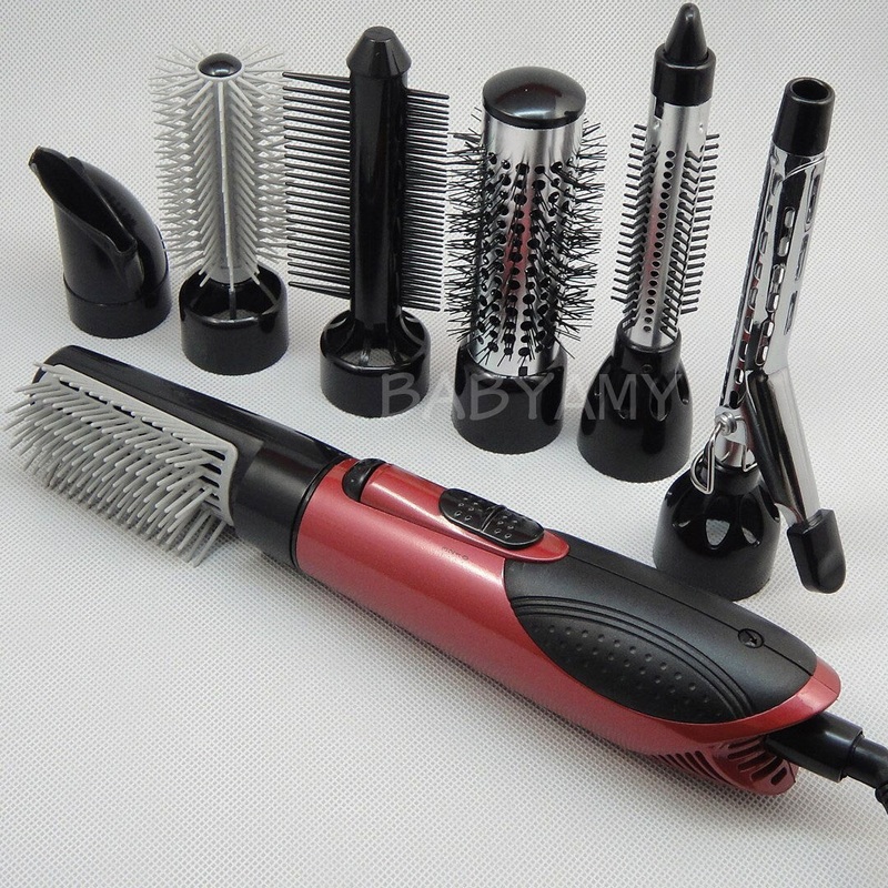 7 in 1 Multifunction Professional Negative ion Hair Dryer With Comb Hair Dryer Set Curling Wand Straight hair With 7 Attachment