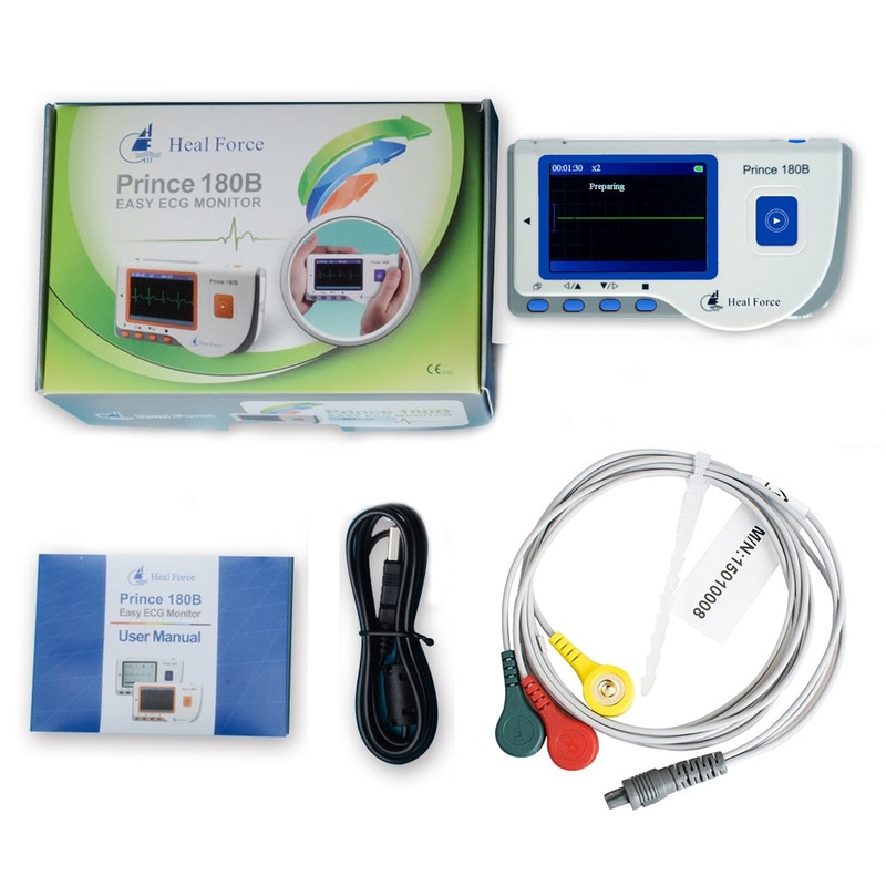 CE FDA Approved Heal Force Prince 180B Handheld ECG Monitor Mini Portable Color Screen Electrocardiogram Heart Monitor Monitoring Health Care Machine