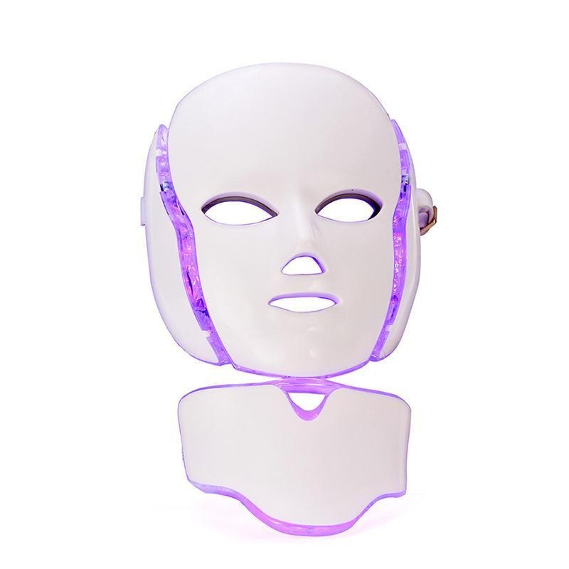 LED Photon Therapy Beauty Machine Skin Rejuvenation LED Facial Neck Mask With 7 Colors Microcurrent For Wrinkle Acne Removal face beauty