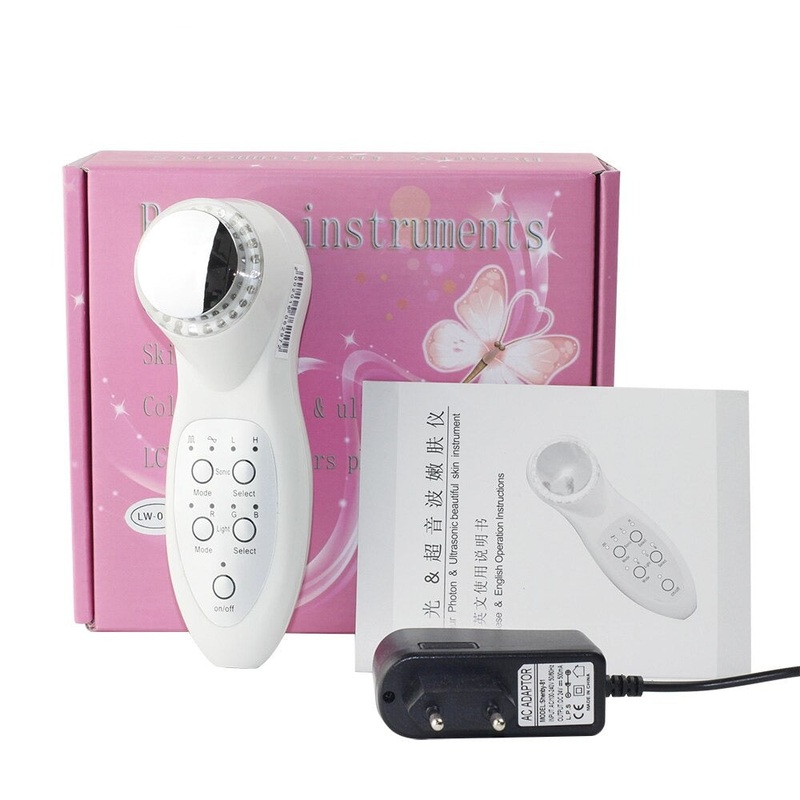 LED skin Rejuvenation. 3Mhz Ultrasonic Face Lift Care Skin Cleaner Wrinkle Remover.Sonic Facial Beauty Massager