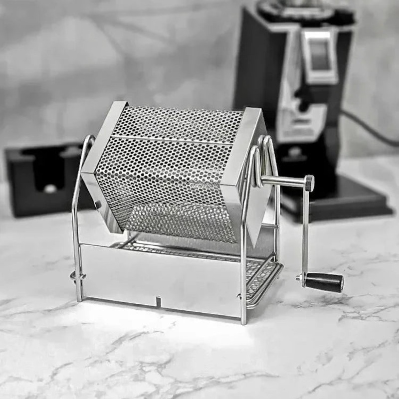 1pc Coffee Bean Roaster Hand Crank Open Flame Stainless Steel Rotary Cage Home Raw Bean Roasters No Heat Source