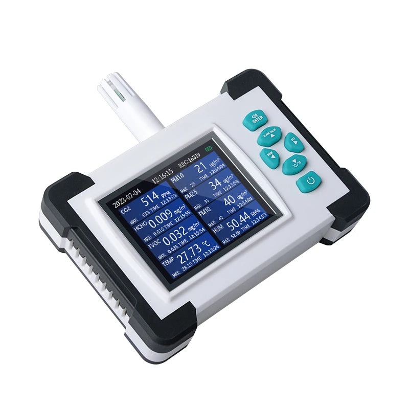 Air Quality Monitor, Portable Gas Analyzer Co2 Air Monitor Sales Detector, Hcho Pm2.5 Tvoc AQI Humitity Dust Particle Meter Tool