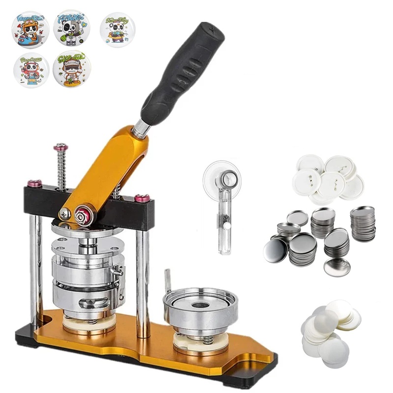 Badge Button Maker Machine – 100Pcs Button Parts, DIY Pin Badges Set Button Press Maker Tools with Parts+Circle Cutter+Mold