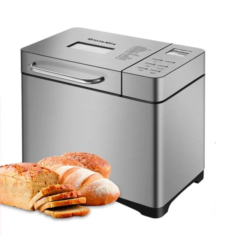 Biolomix Stainless Steel 1KG 19-in-1 Automatic Bread Maker 650W Programmable Bread Machine with 3 Loaf Sizes Fruit Nut Dispenser