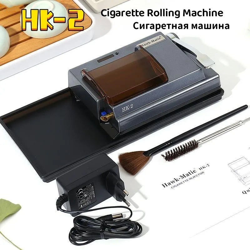 HK-2 Electric Tobacco Filling Machine with Rolling Tray 5.5/6.5 /8mm Smoke Tube Fully Automatic Cigarette Roller Injector Maker