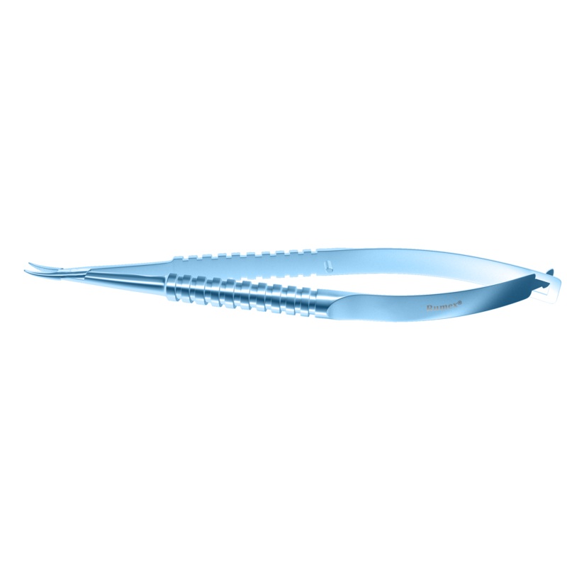 038R 8-041T Barraquer Needle Holder, 12.00 mm Fine Jaws, Curved, without Lock, Medium Size, Length 115 mm, Titanium