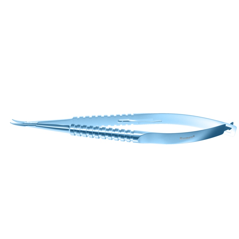 080R 8-040T Barraquer Needle Holder, 12.00 mm Fine Jaws, Curved, with Lock, Medium Size, Length 115 mm, Titanium