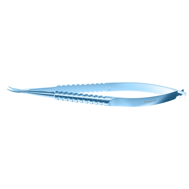 093R 8-051T Barraquer Needle Holder, 8.00 mm Extra Fine Jaws, Curved, without Lock, Long Size, Length 125 mm, Titanium