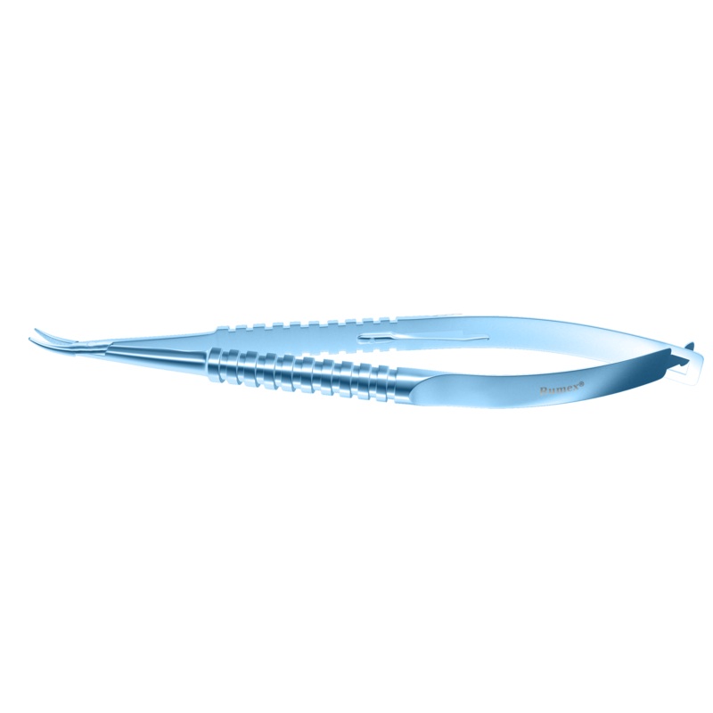 158R 8-090T Barraquer Needle Holder, 12.00 mm Strong Jaws, Curved, with Lock, Long Size, Length 125 mm, Titanium