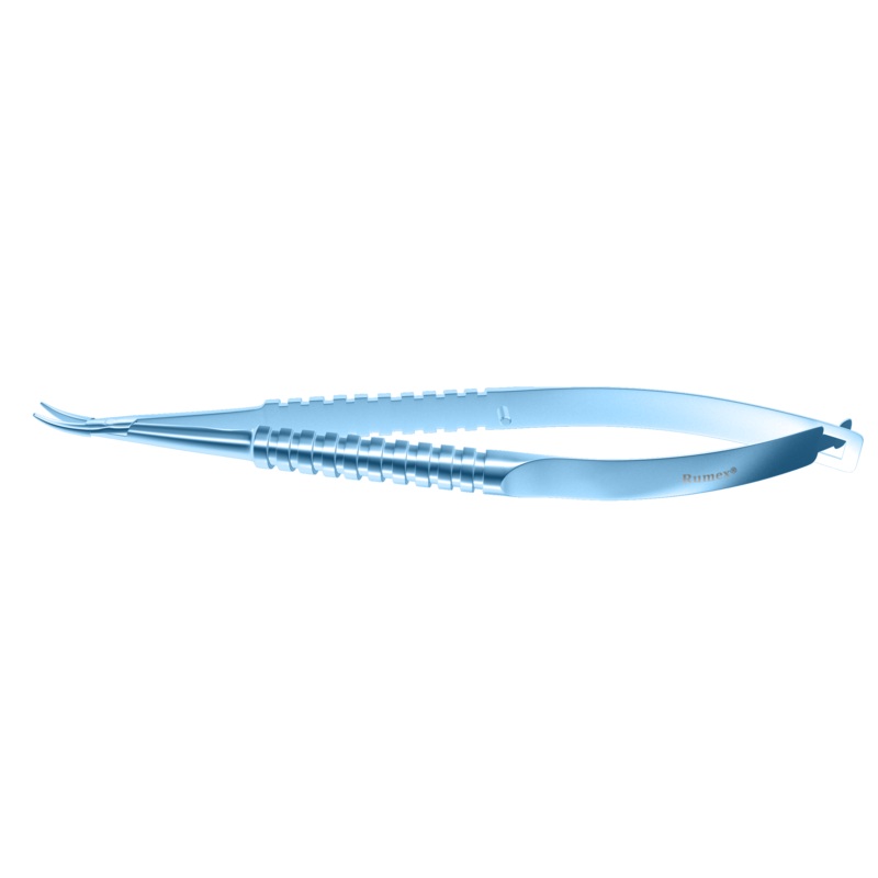 168R 8-071T Barraquer Needle Holder, 12.00 mm Fine Jaws, Curved, without Lock, Long Size, Length 125 mm, Titanium