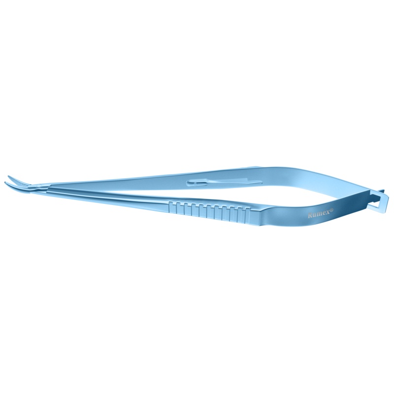 194R 8-100T Castroviejo Needle Holder, Standard Jaws, 11.00 mm Gripping Surface, Curved, with Lock, Length 140 mm, Titanium
