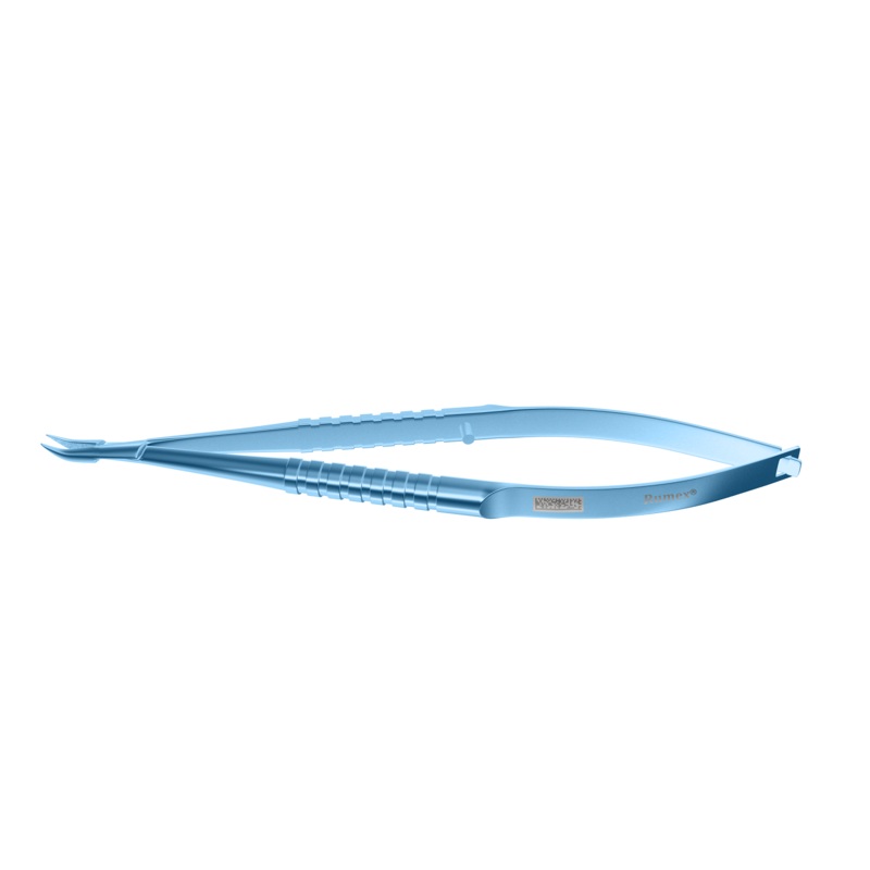 210R 8-021T Barraquer Needle Holder, 12.00 mm Fine Jaws, Curved, without Lock, Small Size, Length 100 mm, Titanium