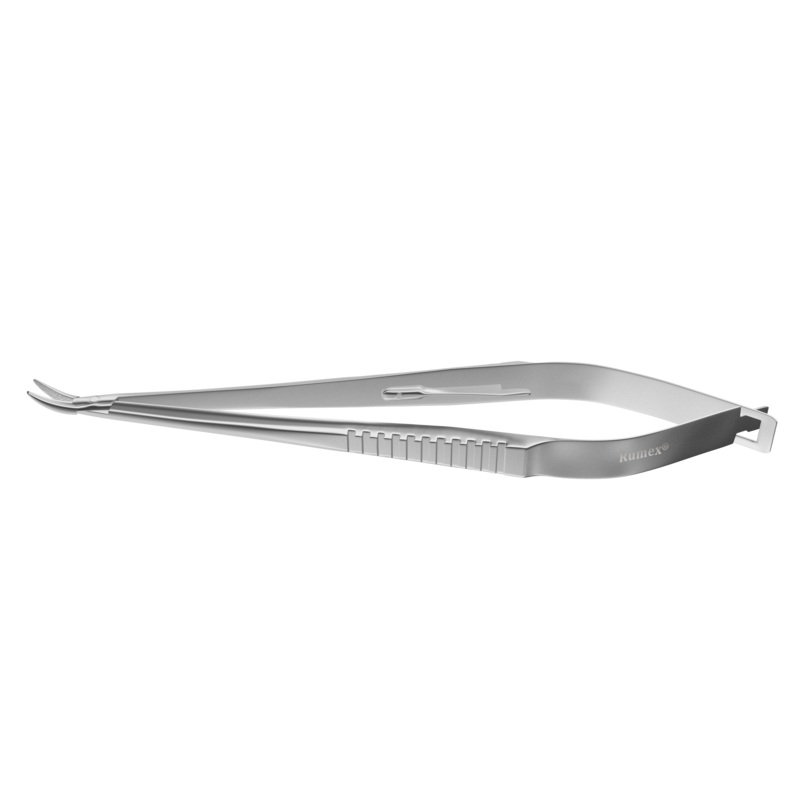 999R 8-100S Castroviejo Needle Holder, Standard Jaws, 11.00 mm Gripping Surface, Curved, with Lock, Length 140 mm, Stainless Steel