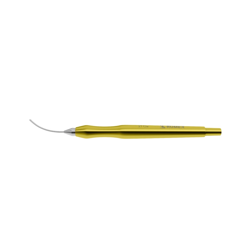 043R 7-082 Aspiration Handpiece for Bimanual Technique, Curved, 21 Ga, One Top Port 0.35 mm, Length 104 mm, Titanium Handle