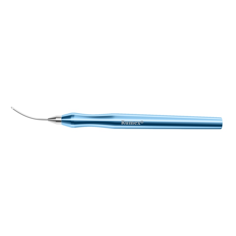 151R 7-0813 Irrigation Handpiece for Bimanual Technique, Curved, 21 Ga, Two Ports on Side 0.50 mm, Length 104 mm, Titanium Handle