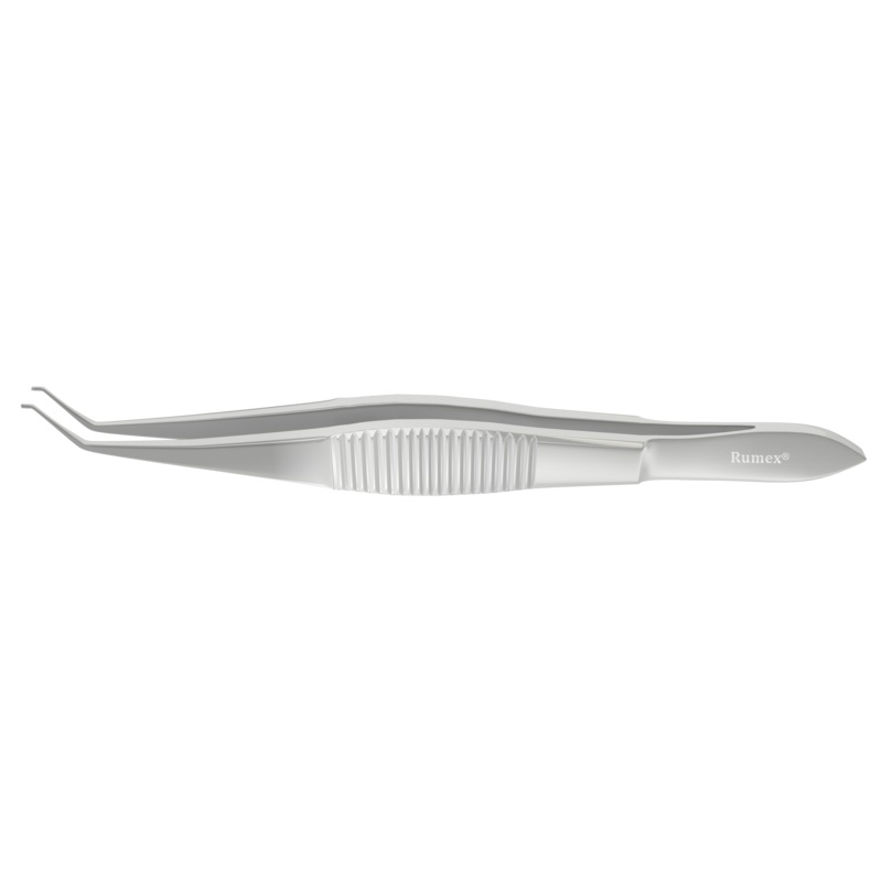 267R 4-136S Osher Superior Rectus Forceps, Curved with 1×2 teeth, 0.50 mm, Angled Shafts, 10 mm from Tip to Angle, Length 106 mm, Stainless Steel