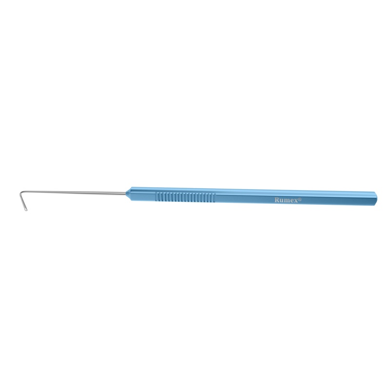 332R 5-060 Gass Retinal Detachment Hook, 13.00 mm Flat Hook, 1.50 x 0.70 mm Hole, Length 140 mm, Flat Titanium Handle