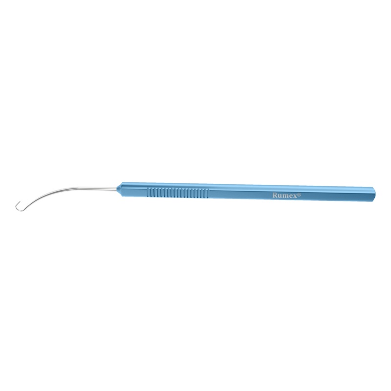 516R 5-061 Scobee Oblique Muscle Hook, Curved, Flat 4.50 mm Hook, Length 136 mm, Flat Titanium Handle