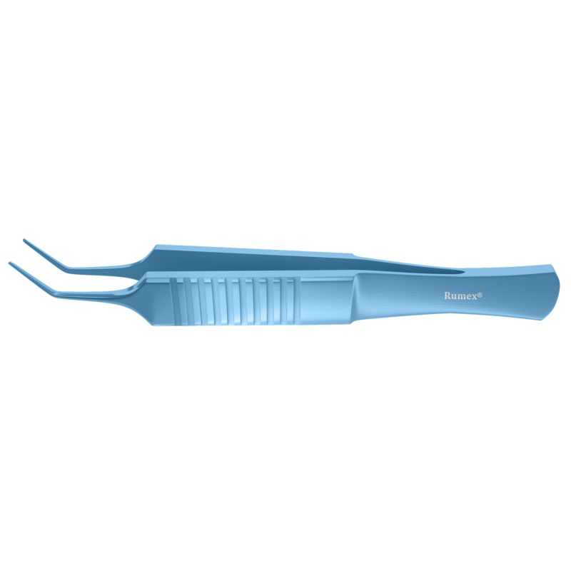 714R 4-2144T Forceps for ICRS Implantation, with 1×1 Teeth, 0.30 mm Groove, Length 85 mm, Flat Handle, Titanium