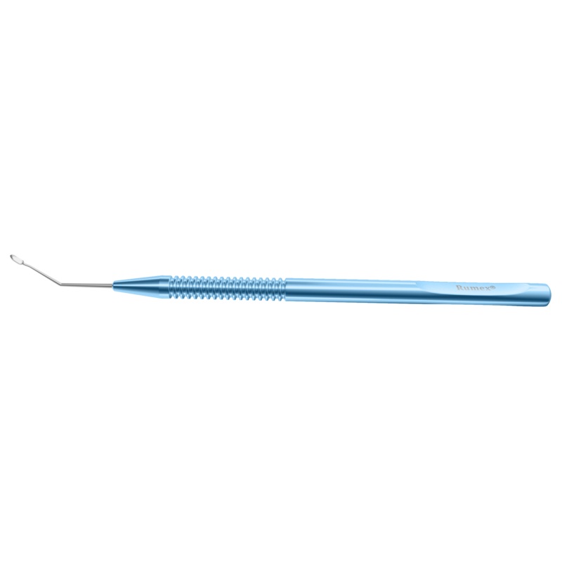 726R 7-142 Holz Capsule Polisher, Angled Shaft, Texturized Bottom and Sharpened Ridge at the Top for Delicate Polishing, Length 123 mm, Round Titanium Handle