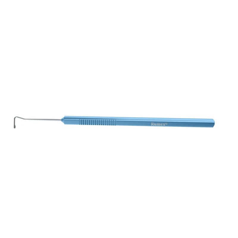 741R 5-046 Rychwalski Muscle Hook, 12.20 mm Hook with Groove, Length 140 mm, Flat Titanium Handle