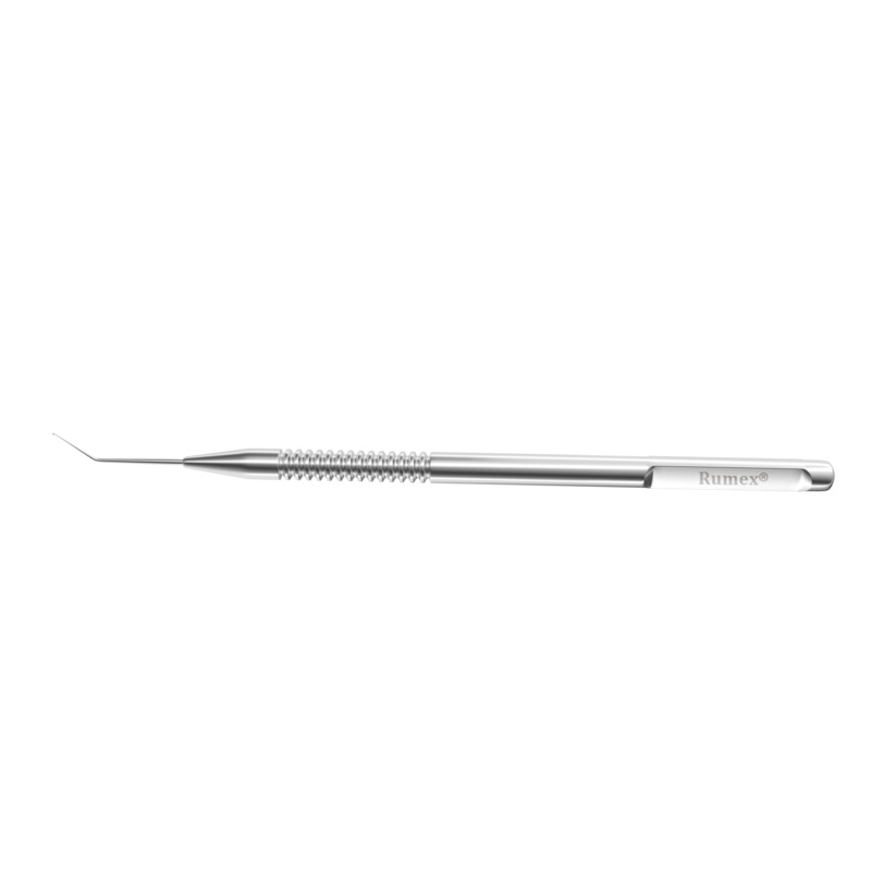 999R 5-030S Kuglen Iris Hook, Angled, H-Shaped Tip, Length 122 mm, Round Handle, Stainless Steel