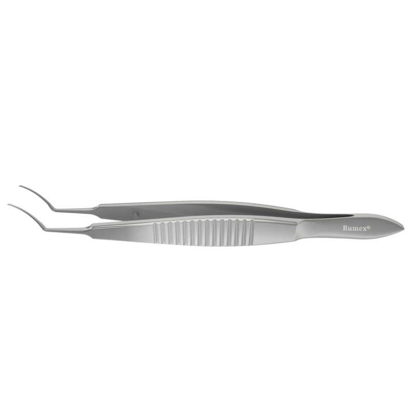 145R 4-0321S Utrata Capsulorhexis Forceps, Cystotome Tips, 11.50 mm Curved Jaws, Flat Handle, Length 107 mm, Stainless Steel