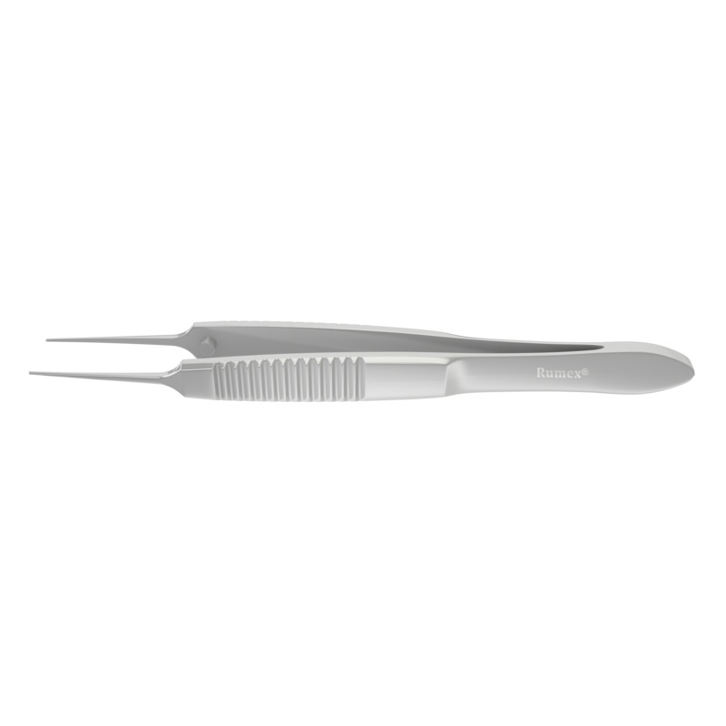 166R 4-101S Iris Forceps with 1×2 Teeth, Straight, Flat Serrated Handle, Length 72 mm, Stainless Steel