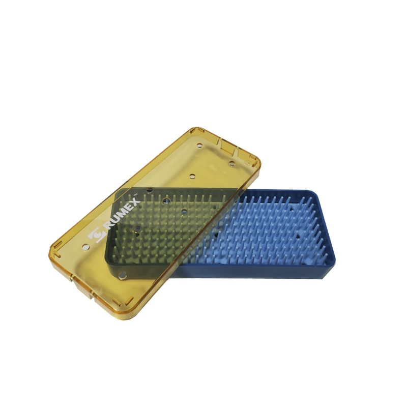313R 18-308 Plastic Sterilization Tray with Silicone Finger Mat, Long, 190.563.519 mm, 7.52.50.75