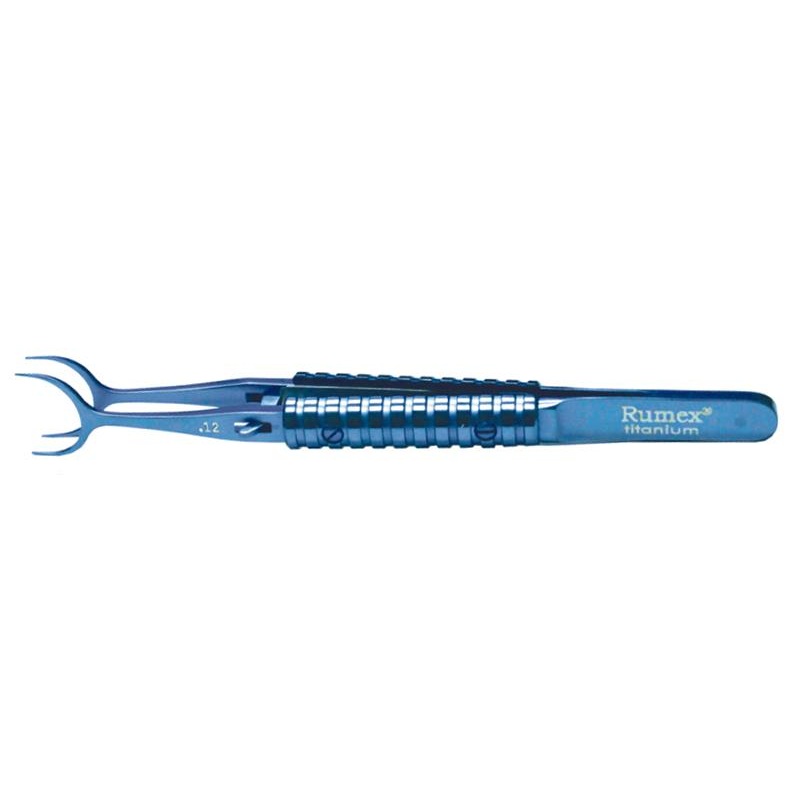 493R 4-08011T Nevyas-Wallace Fixation Forceps, 0.12 mm, 1×2 Teeth, Straight, Round Handle, Length 105 mm, Titanium