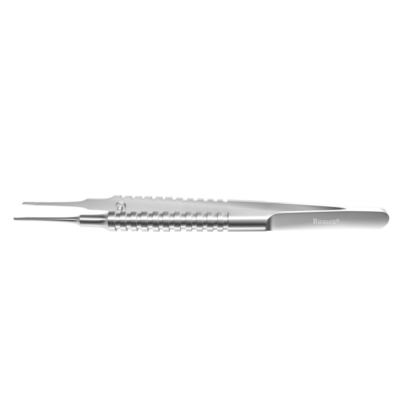 682R 4-0551S Straight Corneal Forceps, Bonn-Catalano Type, 0.12 mm, 1×2 Teeth, Round Handle, Length 105 mm, Stainless Steel