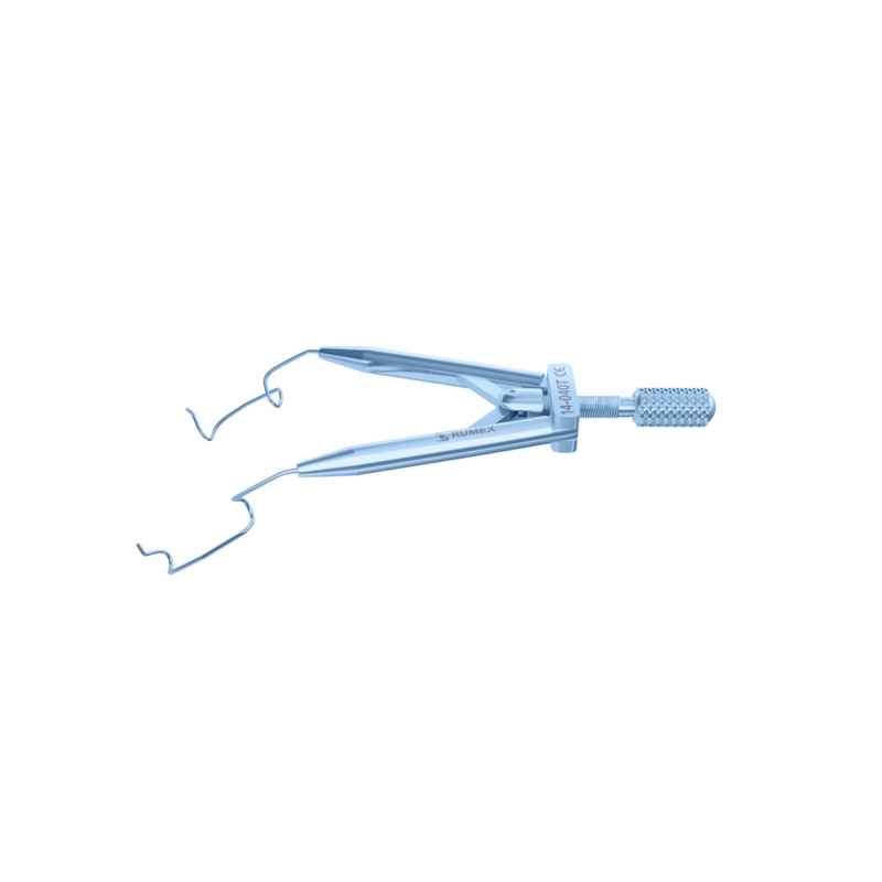 009R 14-040T Lieberman Temporal Speculum, 14.00 mm V-Shaped Blades, Round Branches, Adult Size, Length 76 mm, Titanium